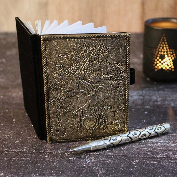 Petit journal en métal avec embossage Arbre de Vie