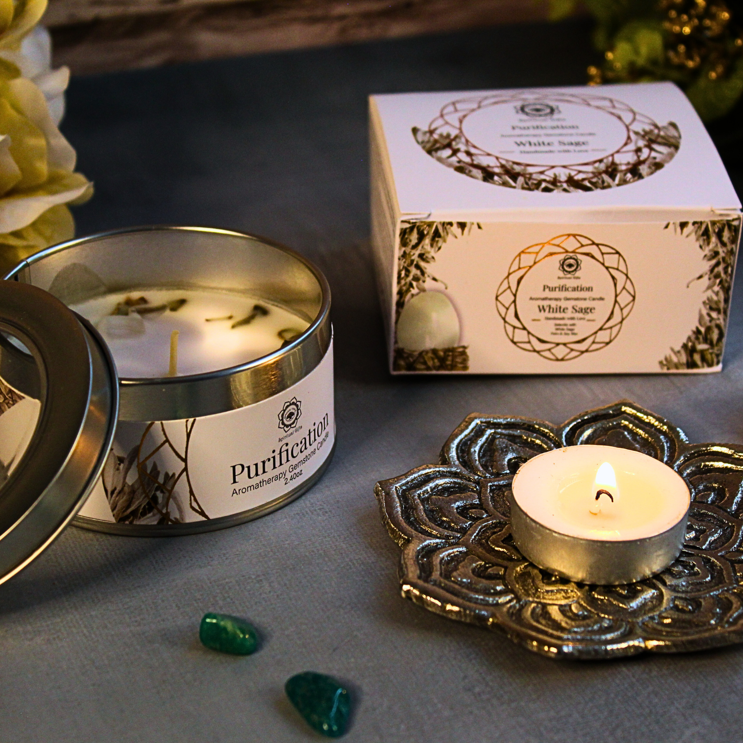 Bougie purification - pierre précieuses